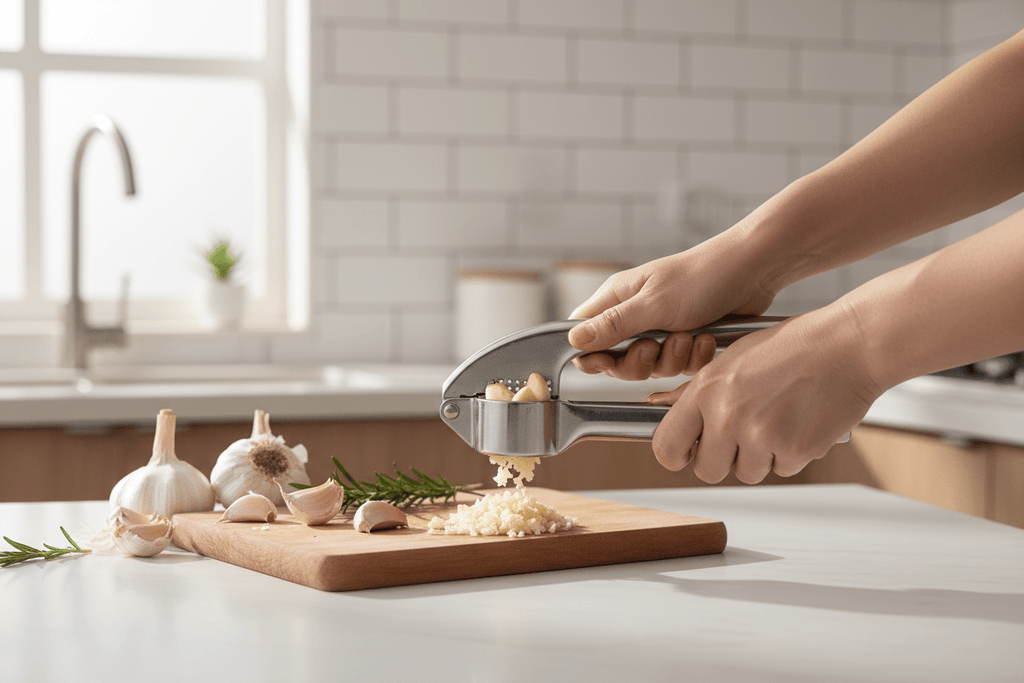 Triturador Manual de Alho em Inox - Sommar Com Você